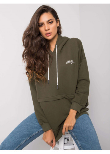 Khaki zelená mikina s kapucňou