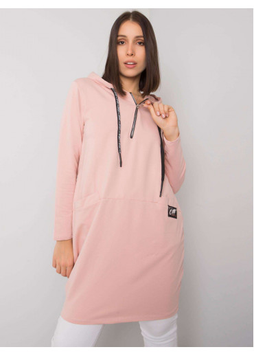 Tmavopúdrovo ružová tunika s kapucňou