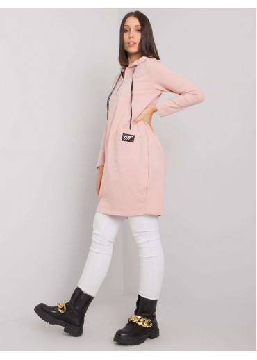 Tmavopúdrovo ružová tunika s kapucňou