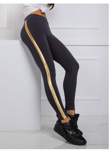 Grafitovo sivé legíny s lampasmi