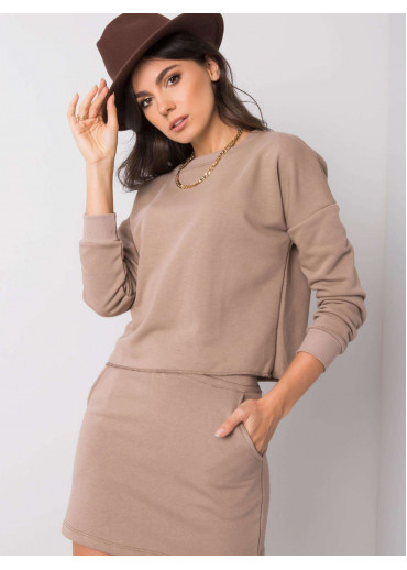 Béžovo hnedá teplákova súprava so sukňou