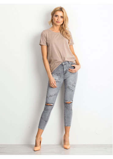 Béžovo hnedé bavlnené tričko