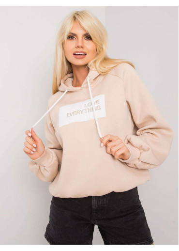 Béžovo hnedá oteplená mikina s kapucňou