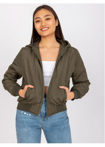 Khaki zelená krátka prechodná bunda
