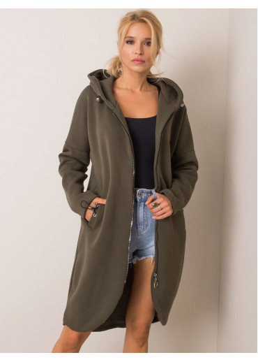 Khaki zelená predĺžená mikina