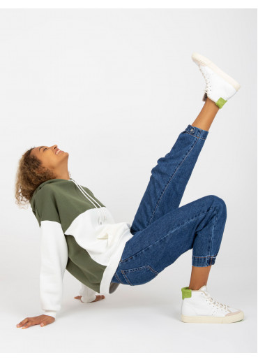 Khaki zelená dvojfarebná mikina