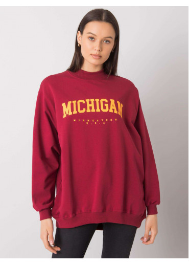 Bordovo červená mikina so stojačikovým golierom