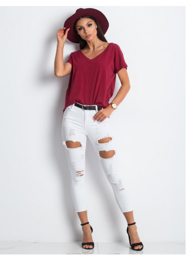 Bordovo červené bavlnené tričko