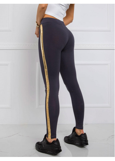 Grafitovo sivé legíny s lampasmi