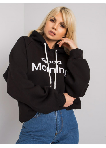 Čierna oteplená mikina s kapucňou