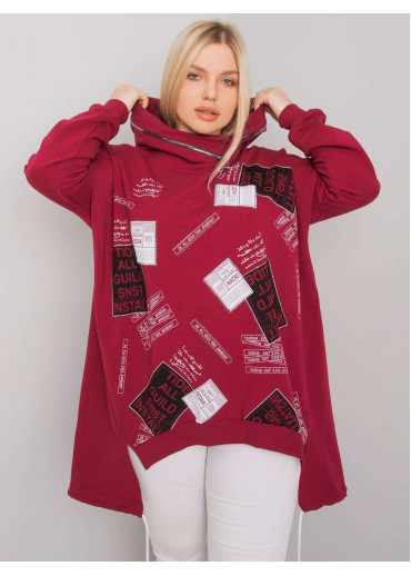 Bordovo červená mikina s kapucňou