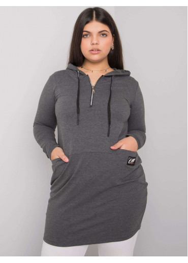 Tmavosivá tunika s kapucňou