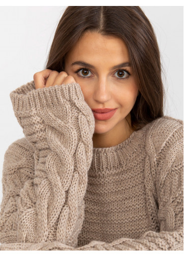 Béžovo hnedý pletený sveter