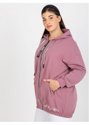 Tmavopúdrovo ružová mikina s kapucňou