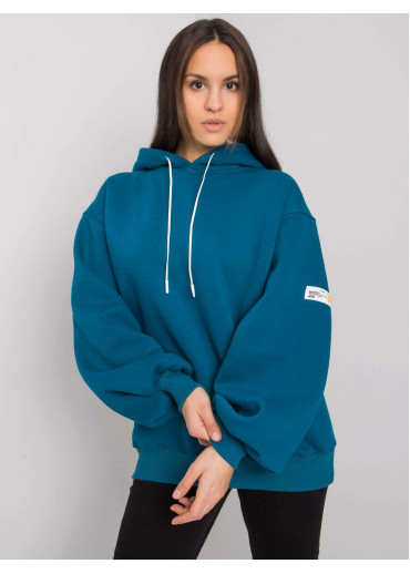 Azúrovo modrá mikina s kapucňou