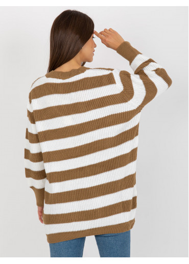 Béžovo hnedý pruhovaný sveter