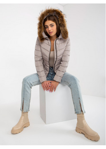 Béžovo hnedá prešívaná bunda