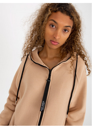 Béžovo hnedá predĺžená mikina