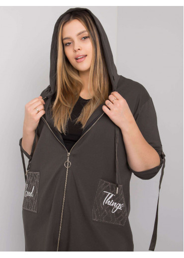 Khaki zelená mikina s kapucňou