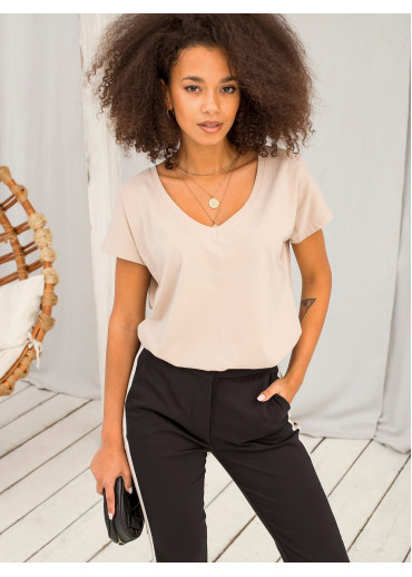 Béžovo hnedé basic tričko