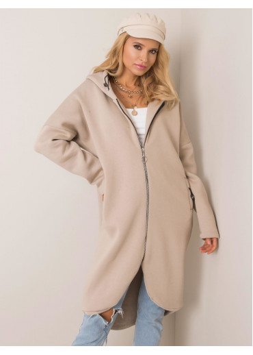 Béžovo hnedá predĺžená mikina