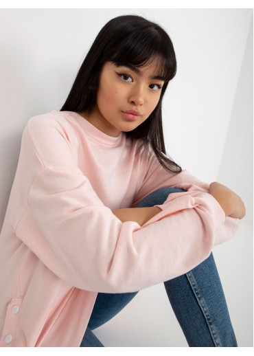 Púdrovo ružová predĺžená mikina