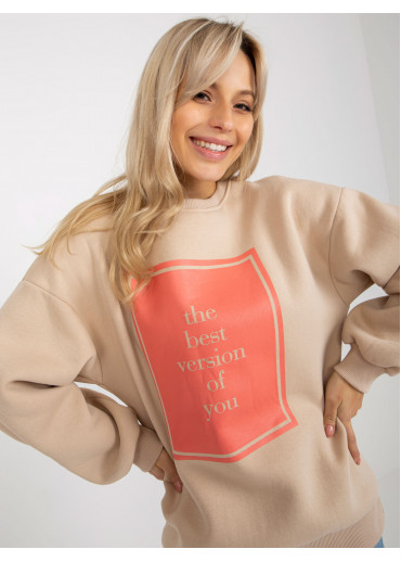 Béžovo hnedá mikina s potlačou