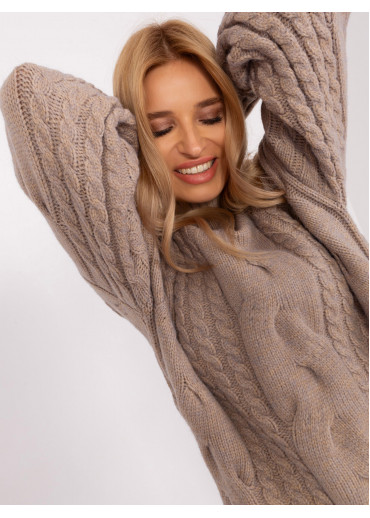 Béžovo hnedý predĺžený sveter