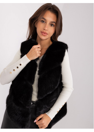 Čierna kožušinová vesta