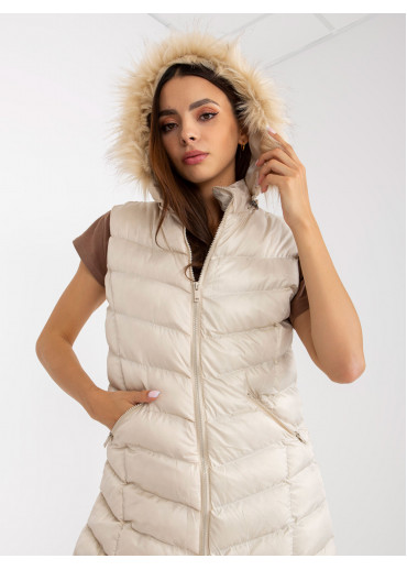 Béžovo hnedá prešívaná vesta