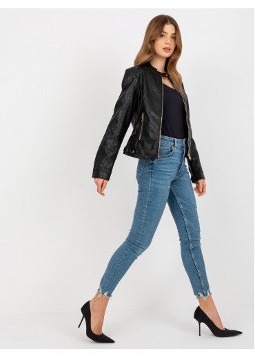 Čierna koženková bunda