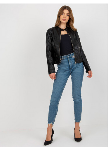 Čierna koženková bunda