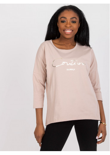 Béžovo hnedé tričko s potlačou