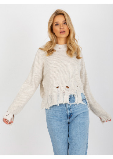 Béžovo hnedý potrhaný sveter