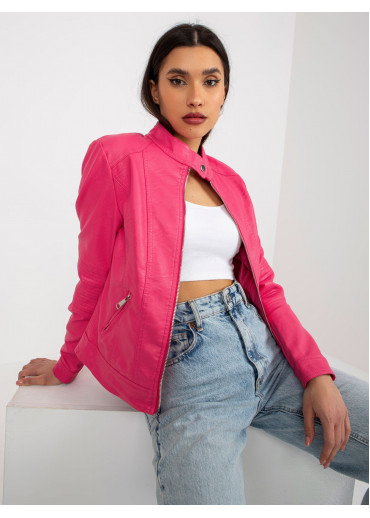 Tmavopúdrovo ružová koženková bunda