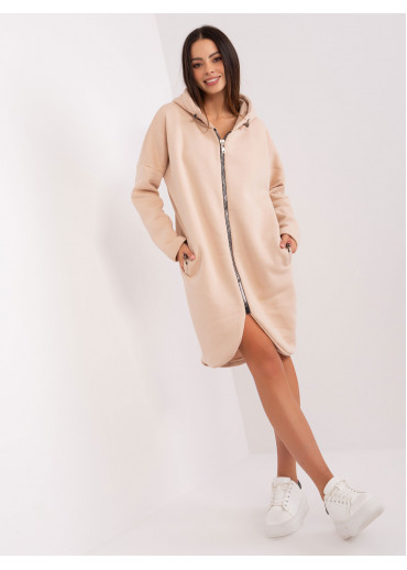 Béžovo hnedá predĺžená mikina