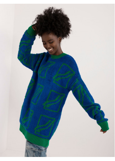 Modrý dámsky oversize sveter