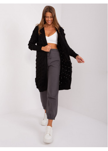 Čierny kardigán s kapucňou