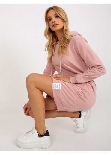 Púdrovo ružová mikinová tunika