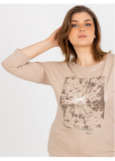 Béžovo hnedé tričko s potlačou