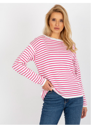 Ružový pruhovaný pulóver