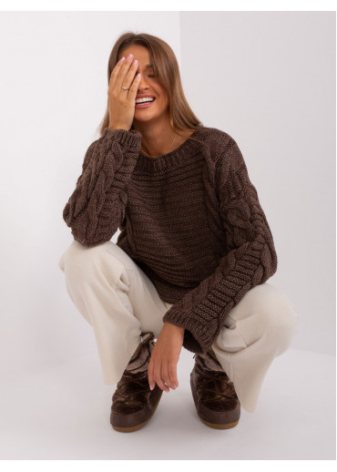 Hnedý pletený pulóver