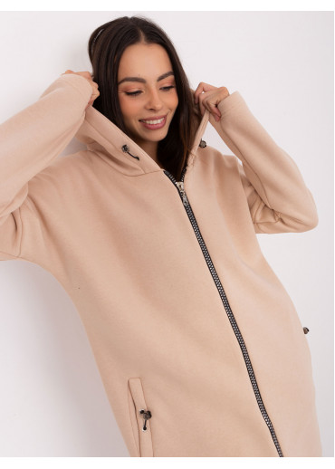 Béžovo hnedá predĺžená mikina