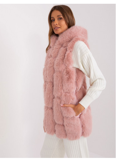 Púdrovo ružová kožušinová vesta