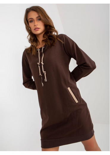Tmavohnedá mikinová tunika