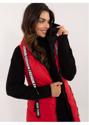 Červená obojstranná dlhá vesta