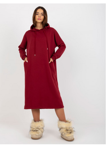 Bordovo červená mikinové šaty