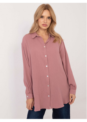 Tmavopúdrovo ružová voľná košeľa