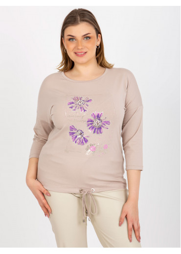 Béžovo hnedé tričko s potlačou