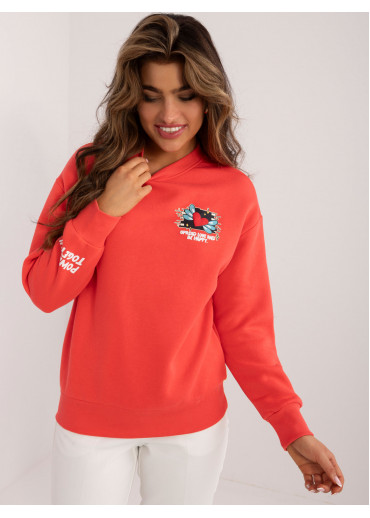 Koralovo ružová dámska mikina s potlačou